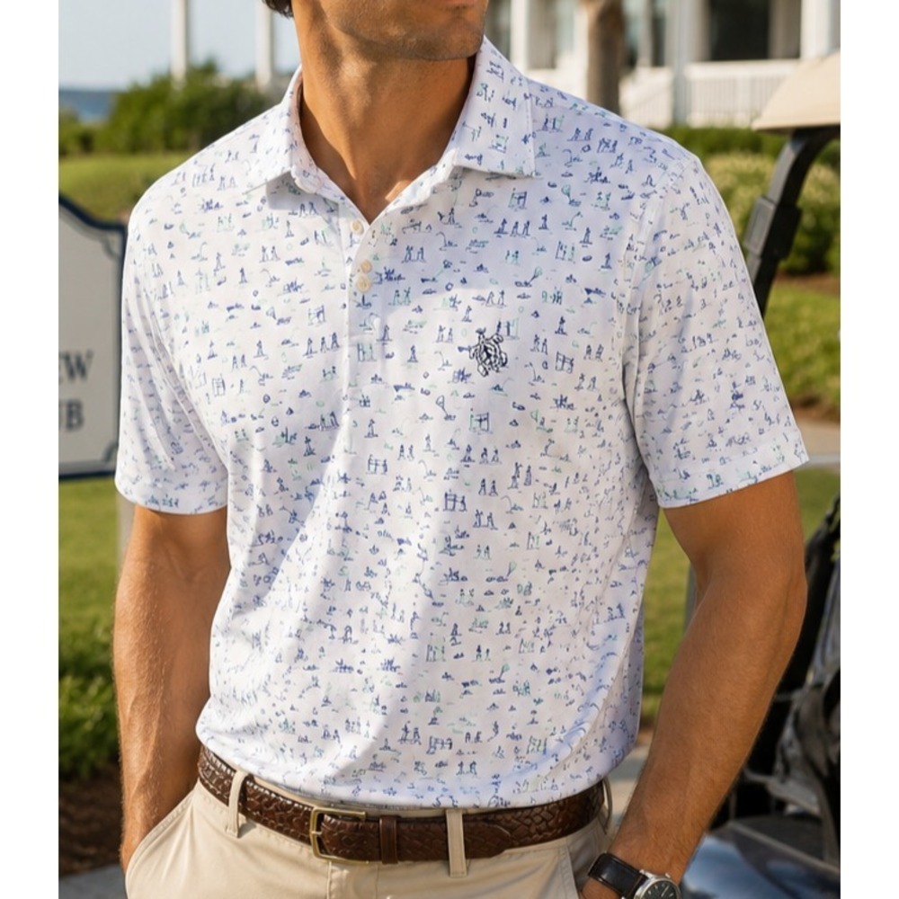 Peter Millar Mens Beach Sports Featherweight Polo Shirt Medium Turtle Creek Golf